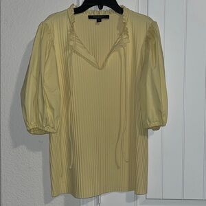 Marc New York Pale Yellow Pleated Puff Sleeve Blouse